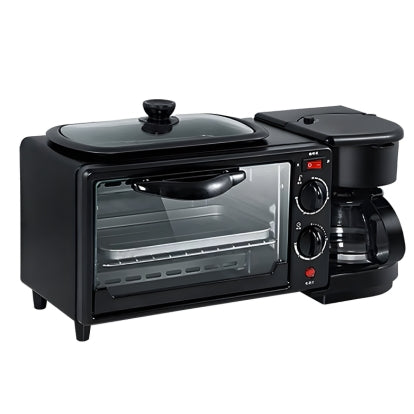 Mini Forno Elétrico 3 em 1 – Assa, Frita e Prepara Café ao Mesmo Tempo