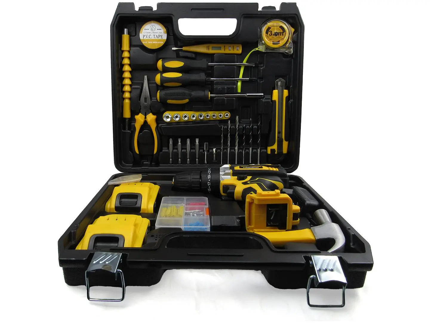 Furadeira e Parafusadeira Titanium 5 em 1 | 21V com Impacto + 2 Baterias + Maleta Completa de Ferramentas