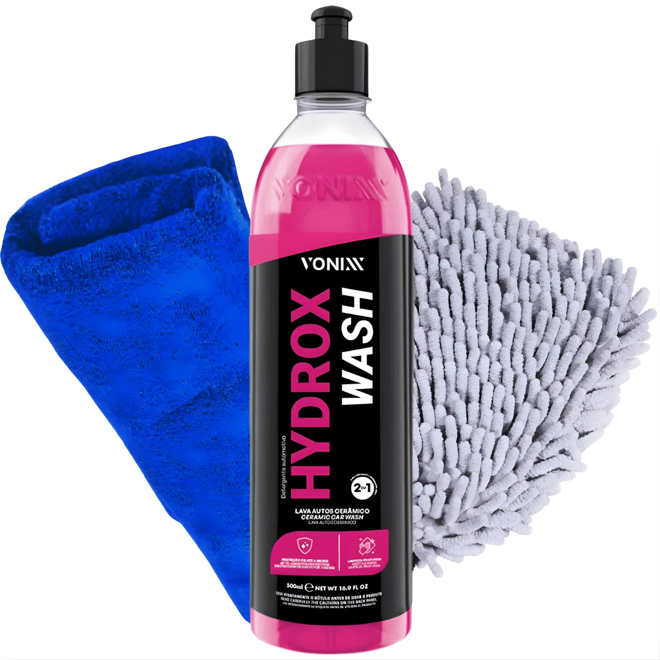 Hydrox Wash Lançamento Vonixx Shampoo Lava Autos Hidrorreativo 2 em 1 Limpeza Proteção Luva Tentáculos