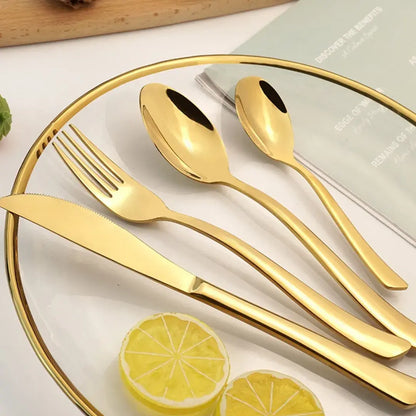 Conjunto 18 Peças Talheres Ouro De Aço Inox - LuxCutlery 18K