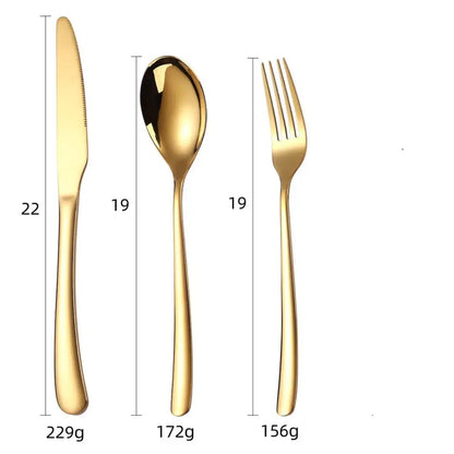 Conjunto 18 Peças Talheres Ouro De Aço Inox - LuxCutlery 18K