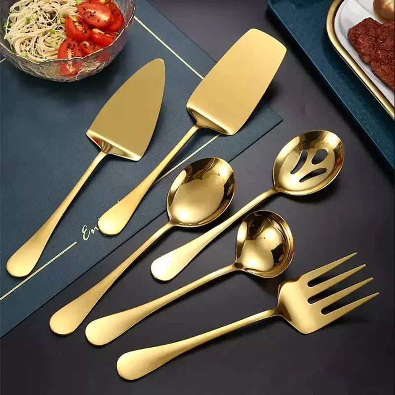 Kit Utensílios de Cozinha 6 Peças Inox Dourado - Electshop